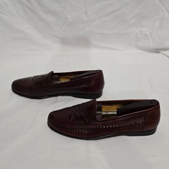 Santoni Leather Woven Loafer Made in Italy Brown - Sz 10.5B US - Picture 4 of 9